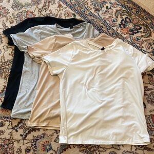 SHEIN Women’s Short Sleeve Tees - Black, Gray, Tan, & White